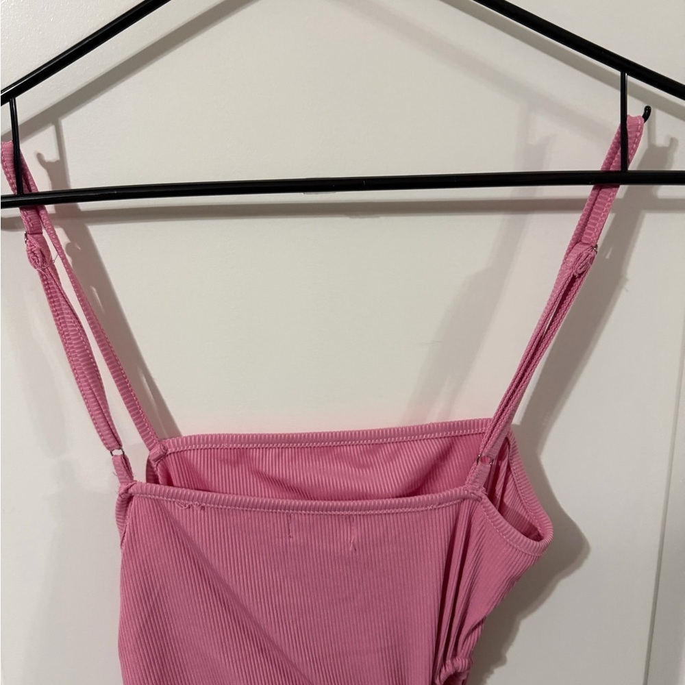 Alice Elle Pink Ribbed Ruched Cut-Out Mini Dress Size 8 - Picture 6 of 6